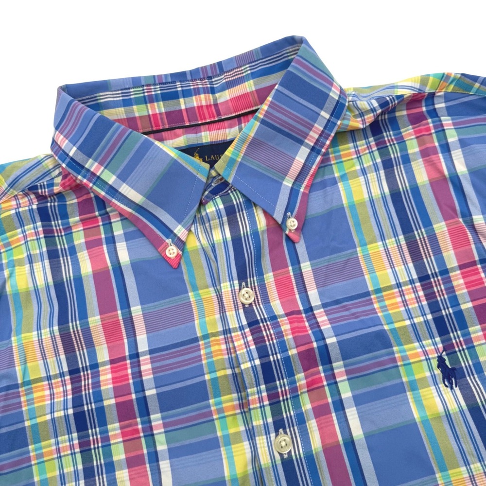 Polo Ralph Lauren Button Down XL Blue Multi Plaid Performance Long Sleeve Shirt